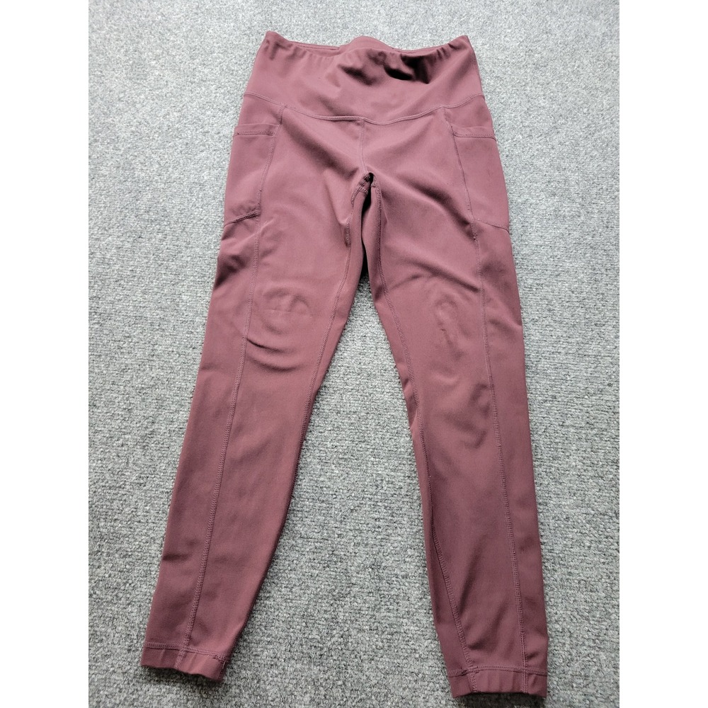 Yogalicious Lux Womens High Waisted Pocket Leggings Plum Burgundy Size M